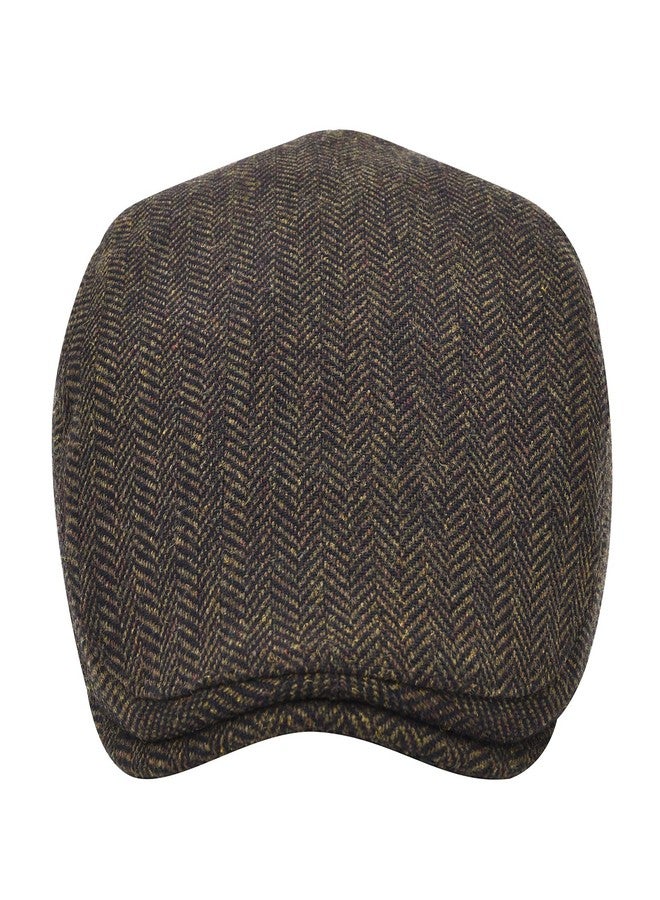 STARANCE Men's Flat Cap Wool Tweed Driving Irish Newsboy Hat (Herringbone Coffee) - Image 4